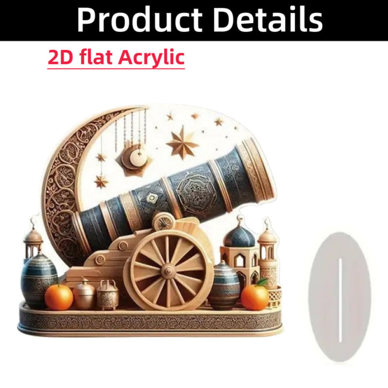Islamic Crescent with Islamic Motifs Acrylic Desktop Ornament (MAC398)