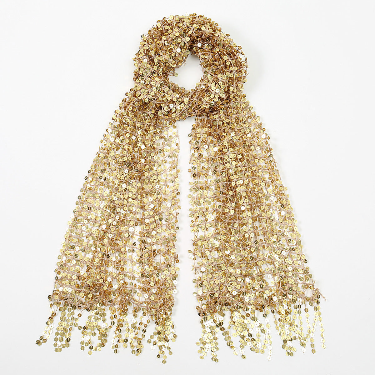 Sequin Mesh Shawl Hijab with Fringe(MH206)