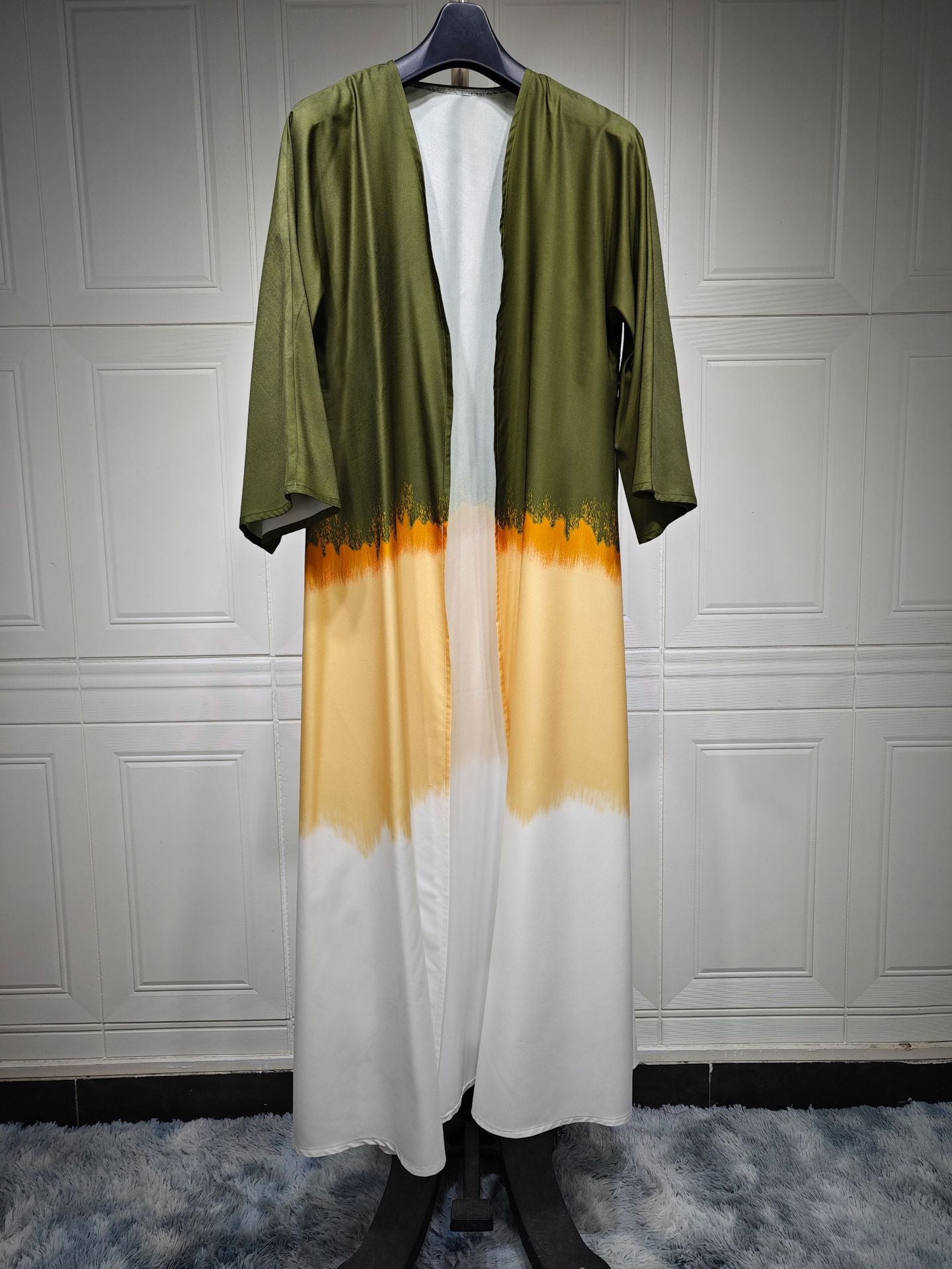 Tie-Dye Cape Cardigan Dress Abaya | Gradient Open Front Kimono Cover(MOA221)