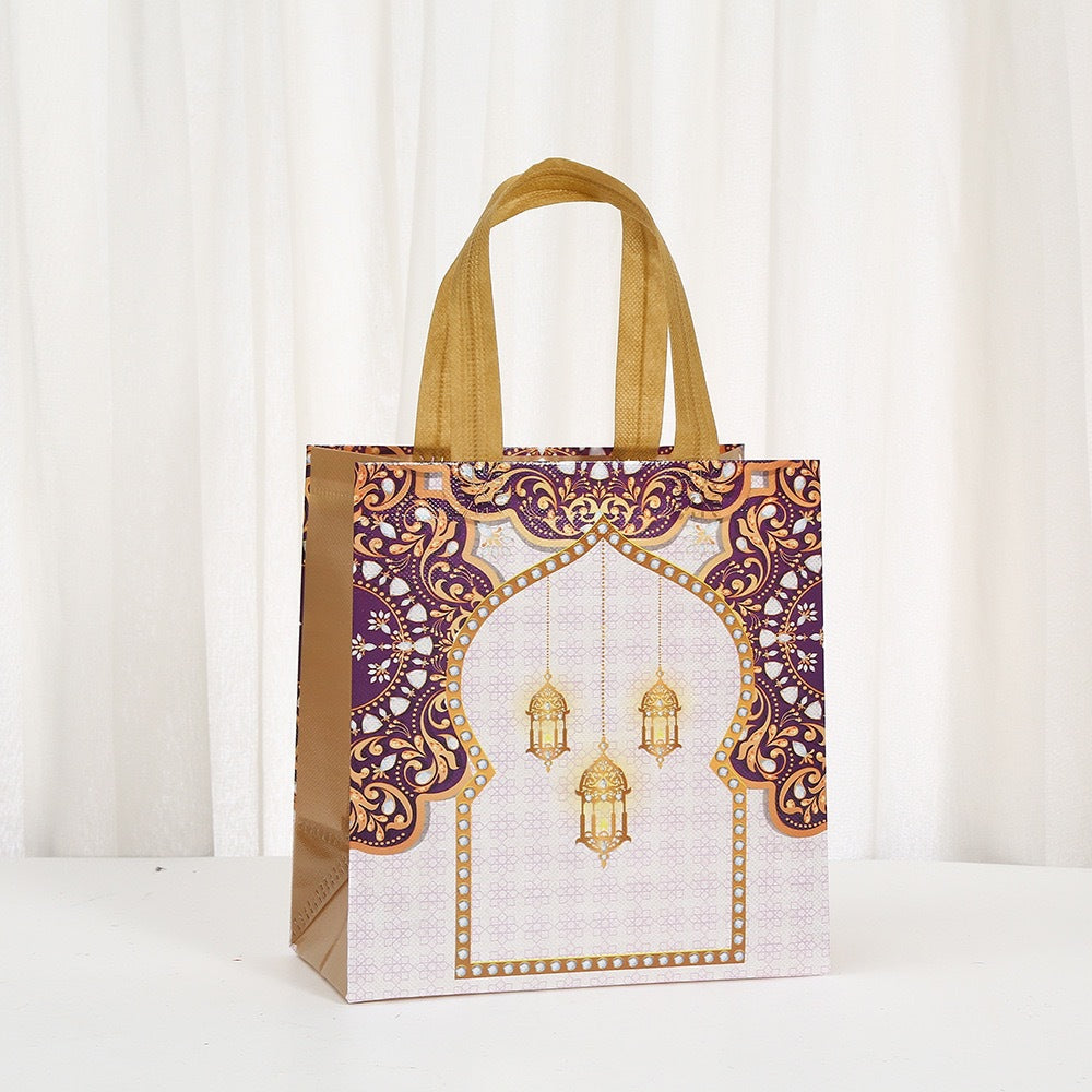 Ramadan Eid Mubarak Handheld Gift Bag Set | Islamic Printed Non-Woven Tote Bags (MAC389)