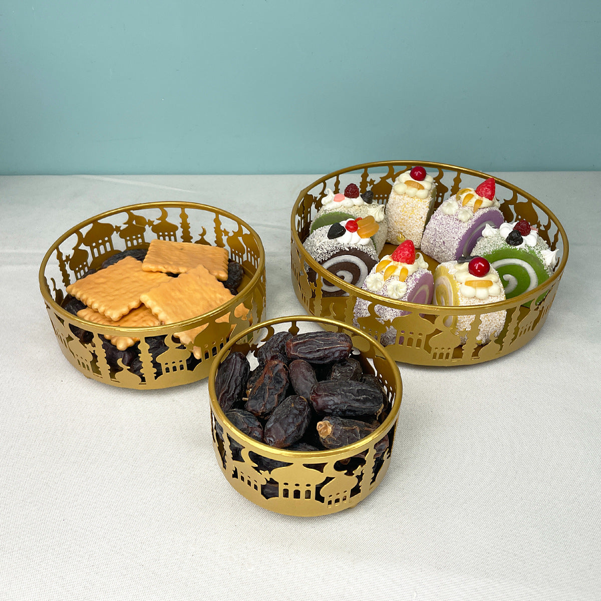 Festive Ramadan Iron Tray Candy Box 3-Piece Set (MAC382)