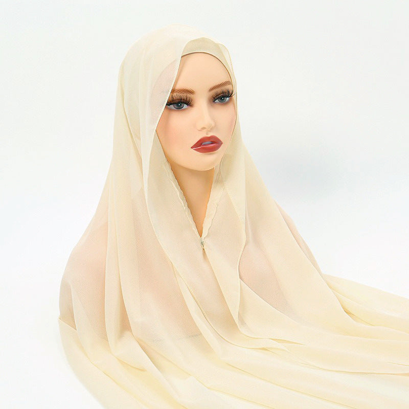 Magnetic Chiffon Instant Hijab | Easy-Wear Square Scarf with Anti-Slip Magnetic Closure(MH152)