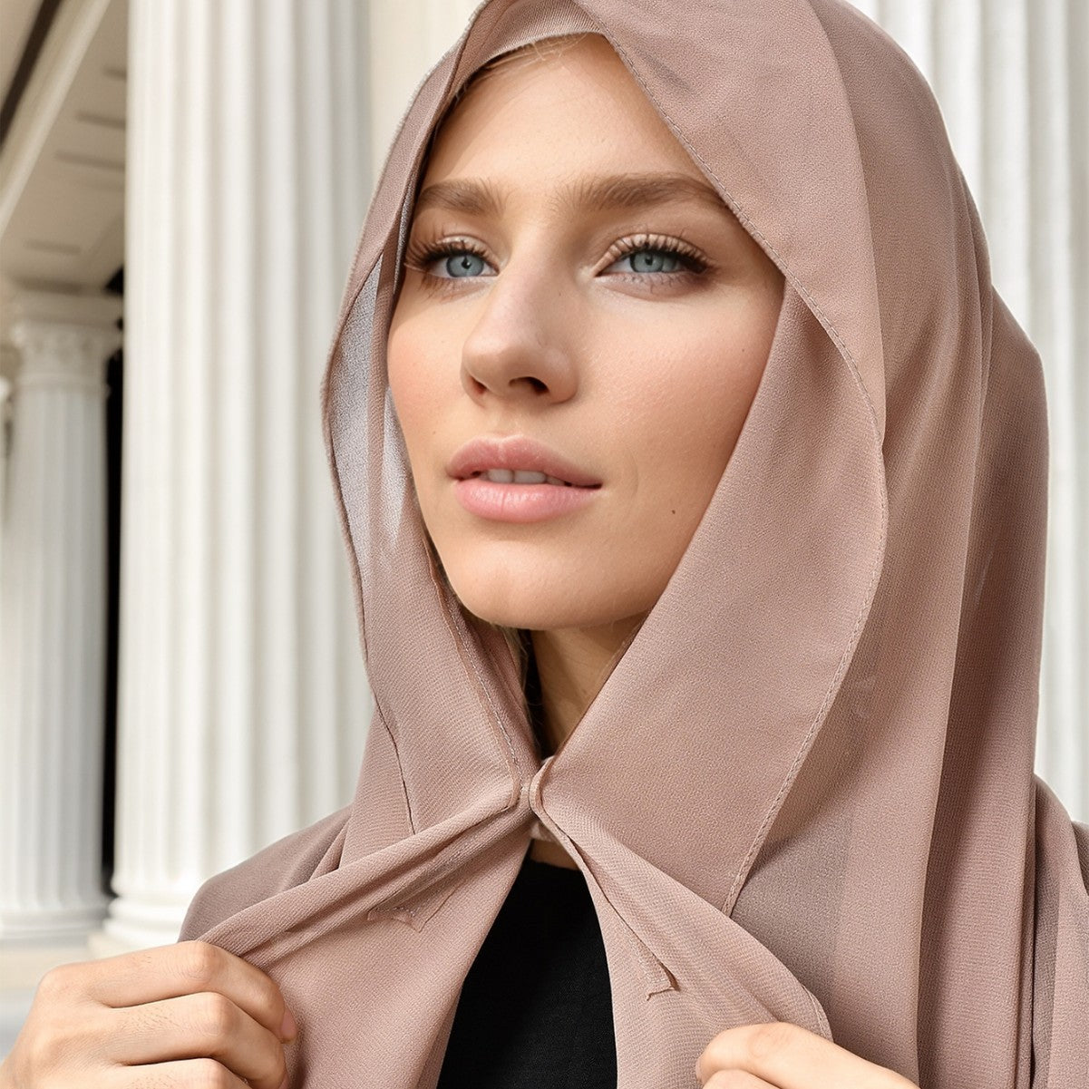 Magnetic Chiffon Instant Hijab | Easy-Wear Square Scarf with Anti-Slip Magnetic Closure(MH152)