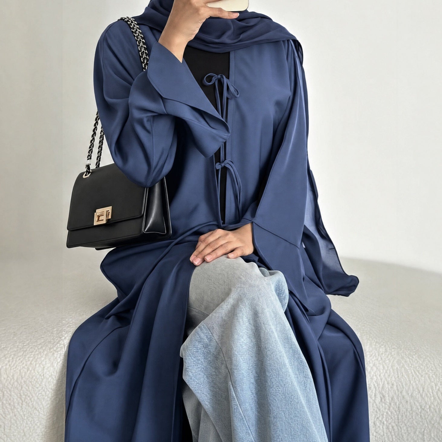 Nida Three-Piece Open Abaya Set(MOA340)
