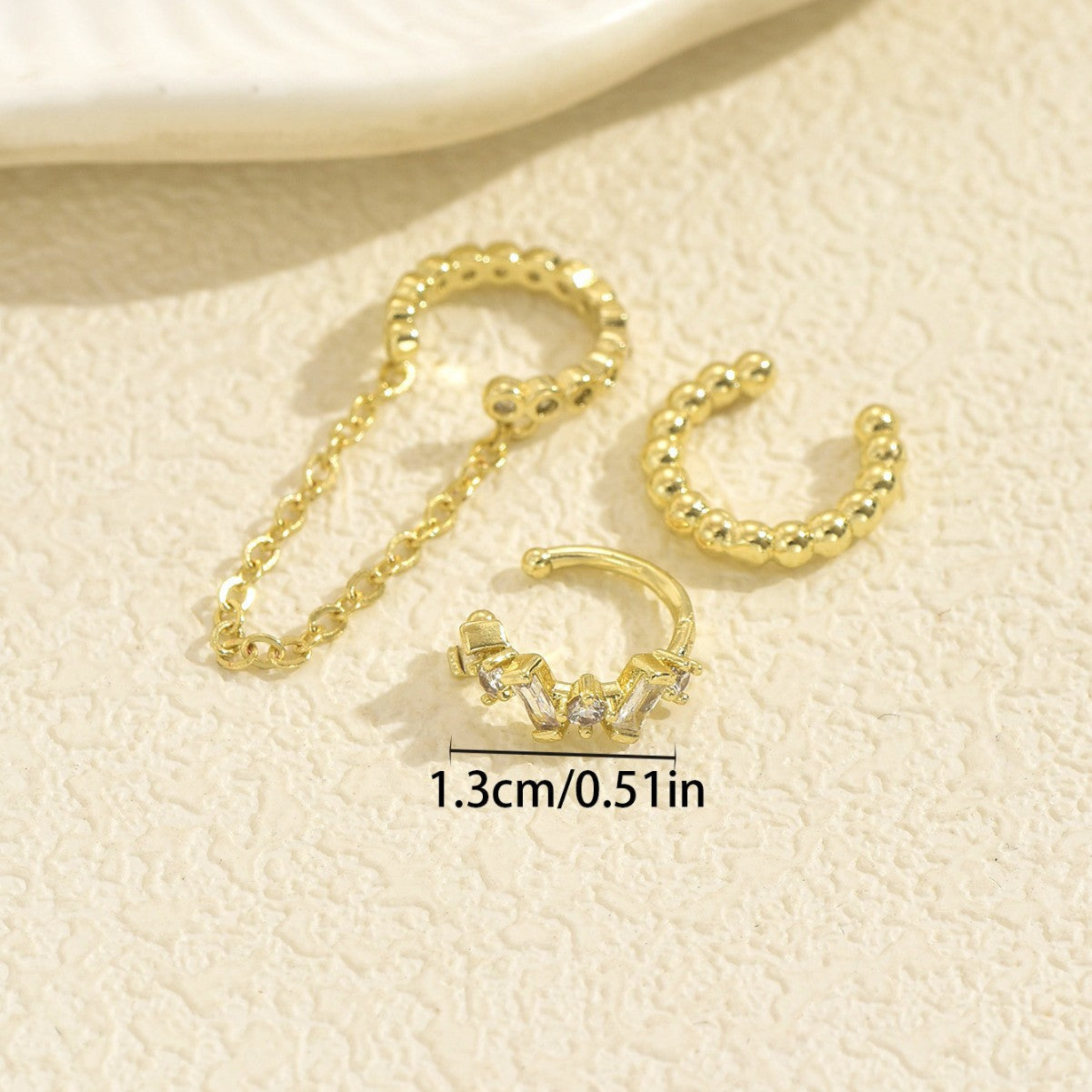 Chain Tassel Crystal Ear Cuff Set (MAC413)