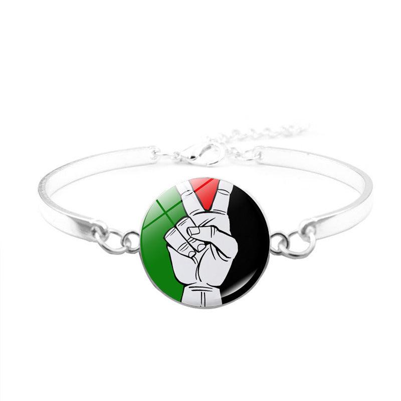 MAC081 Palestinian flag keffiyeh bracelet - Mariam's Collection