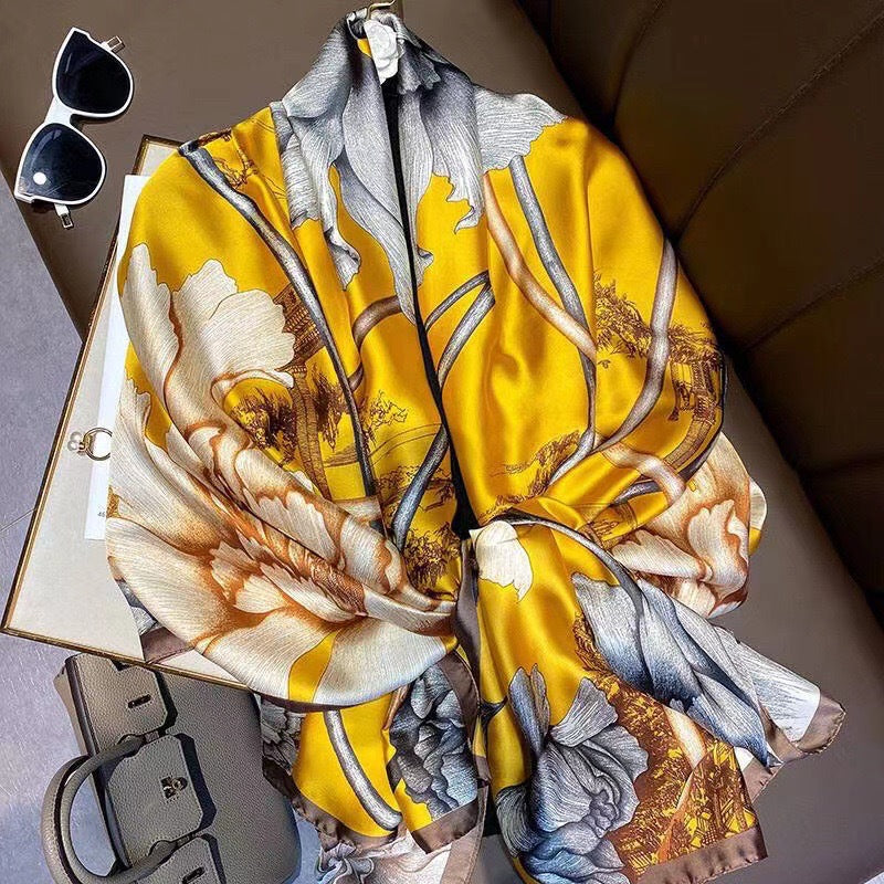 Long-Length Printed Satin Elegance Hijab (MH173)
