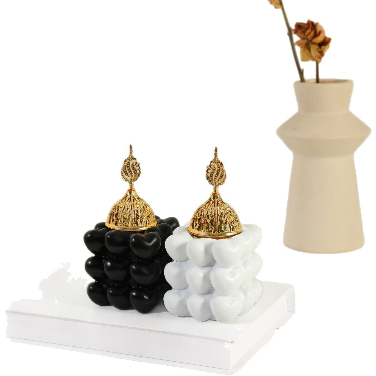 Resin Decorative Heart-Shaped Cube Incense Burner (MAC401)