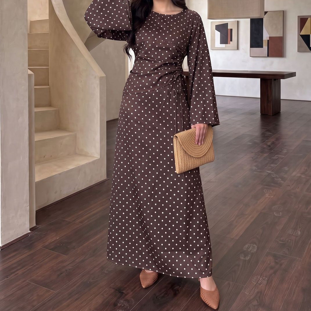 Maxikleid mit Polka-Dot-Muster und ausgestellten Ärmeln (MS503)