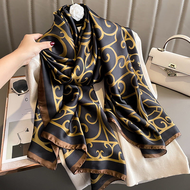 Long-Length Printed Satin Elegance Hijab (MH173)
