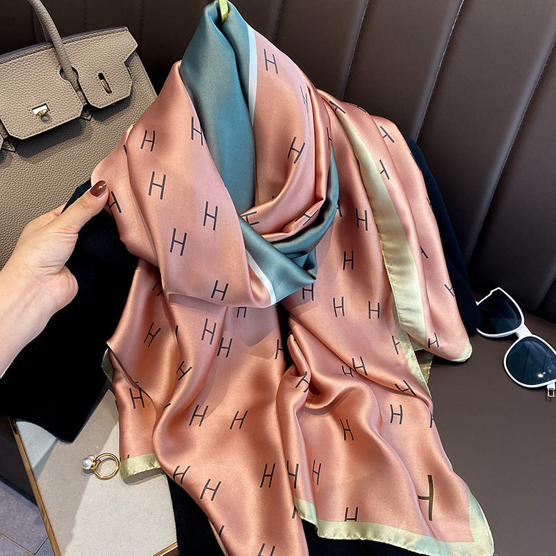 Long-Length Printed Satin Elegance Hijab (MH173)