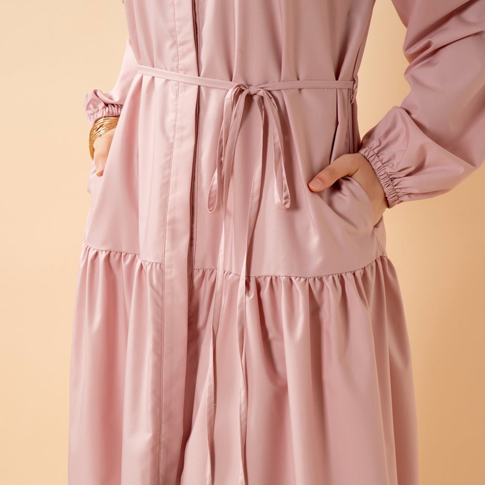 A - Line Trench Shirt Maxi Dress with Pockets(MA422) - Mariam's Collection