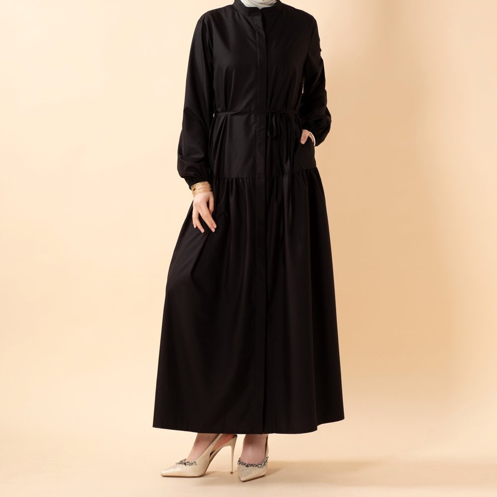 A - Line Trench Shirt Maxi Dress with Pockets(MA422) - Mariam's Collection