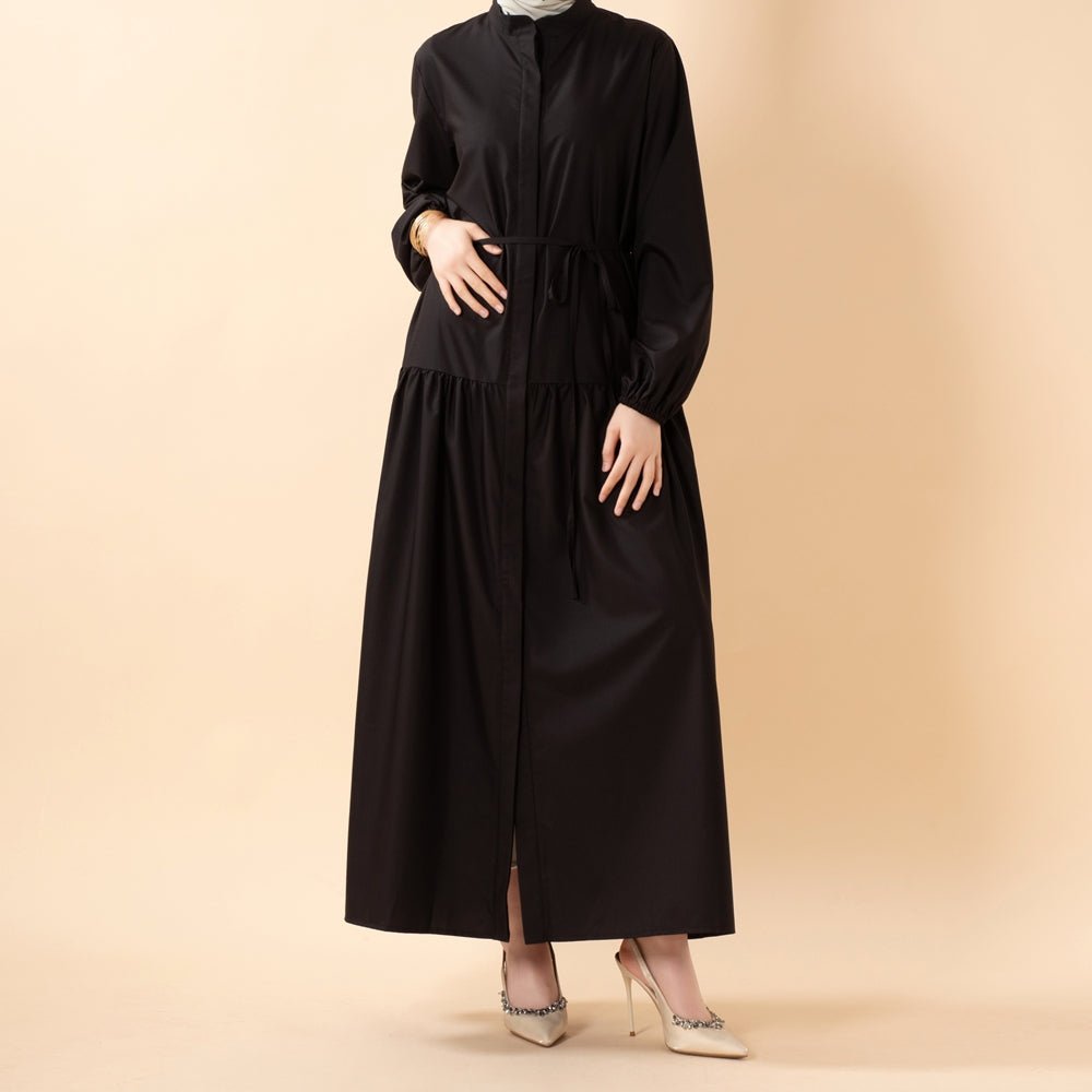 A - Line Trench Shirt Maxi Dress with Pockets(MA422) - Mariam's Collection