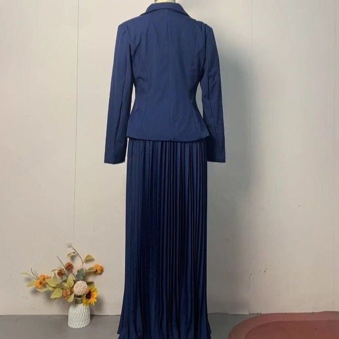 Navy Blazer & Pleated Skirt Set(MS287)