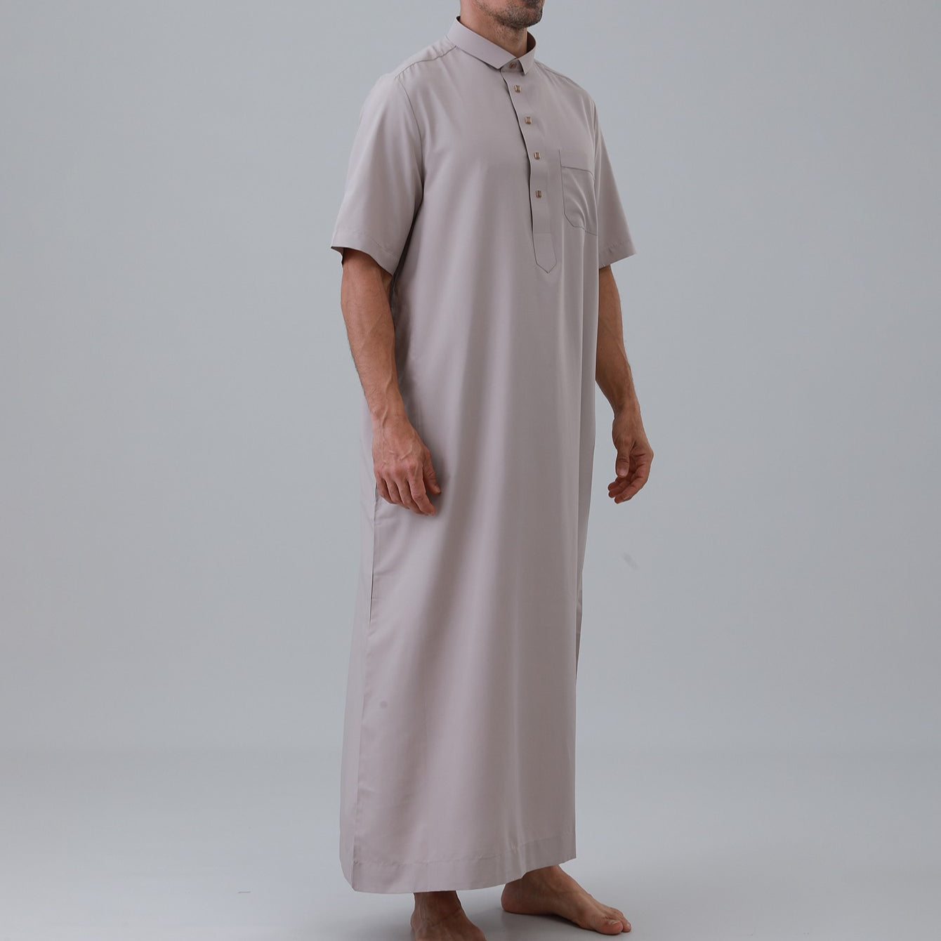 Men's Solid Color Thobe with Button Placket(MT038)