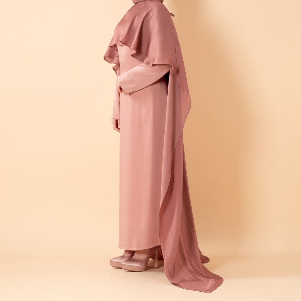 Premium Modest Luxury Organza Cape A-Line Maxi Dress Abaya(MA300)