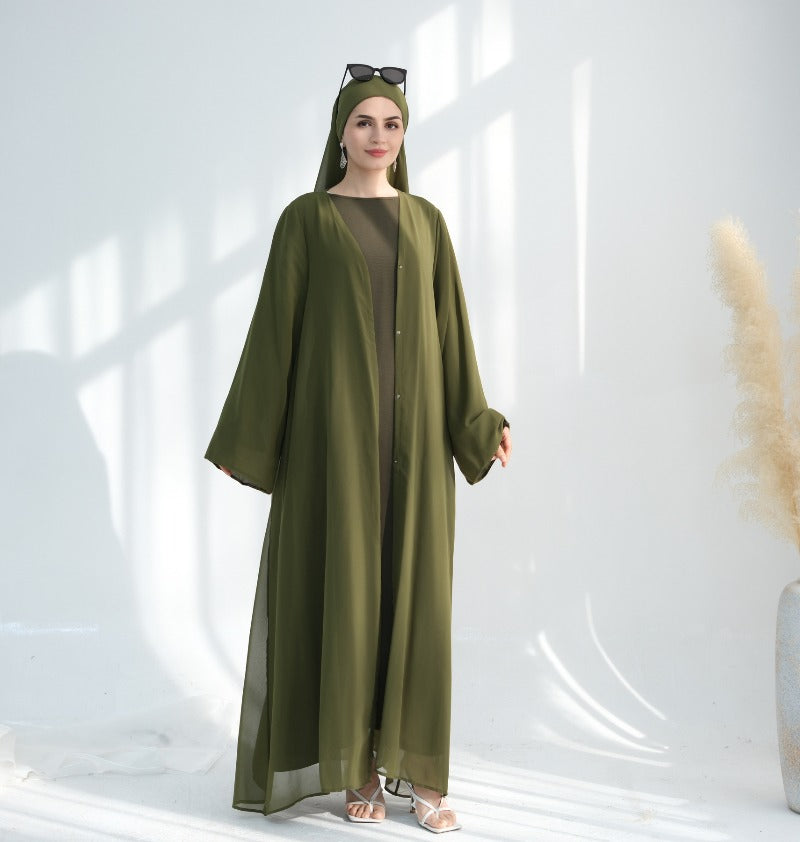 Premium Chiffon 3-Piece Set Abaya(MOA231)