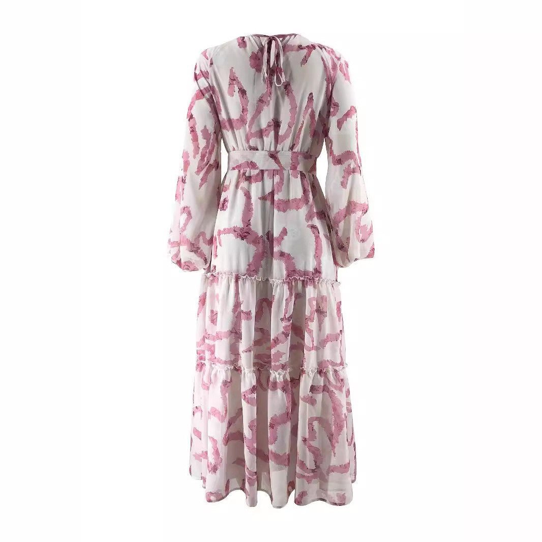 Abstract Print Chiffon Dress(MA402) - Mariam's Collection