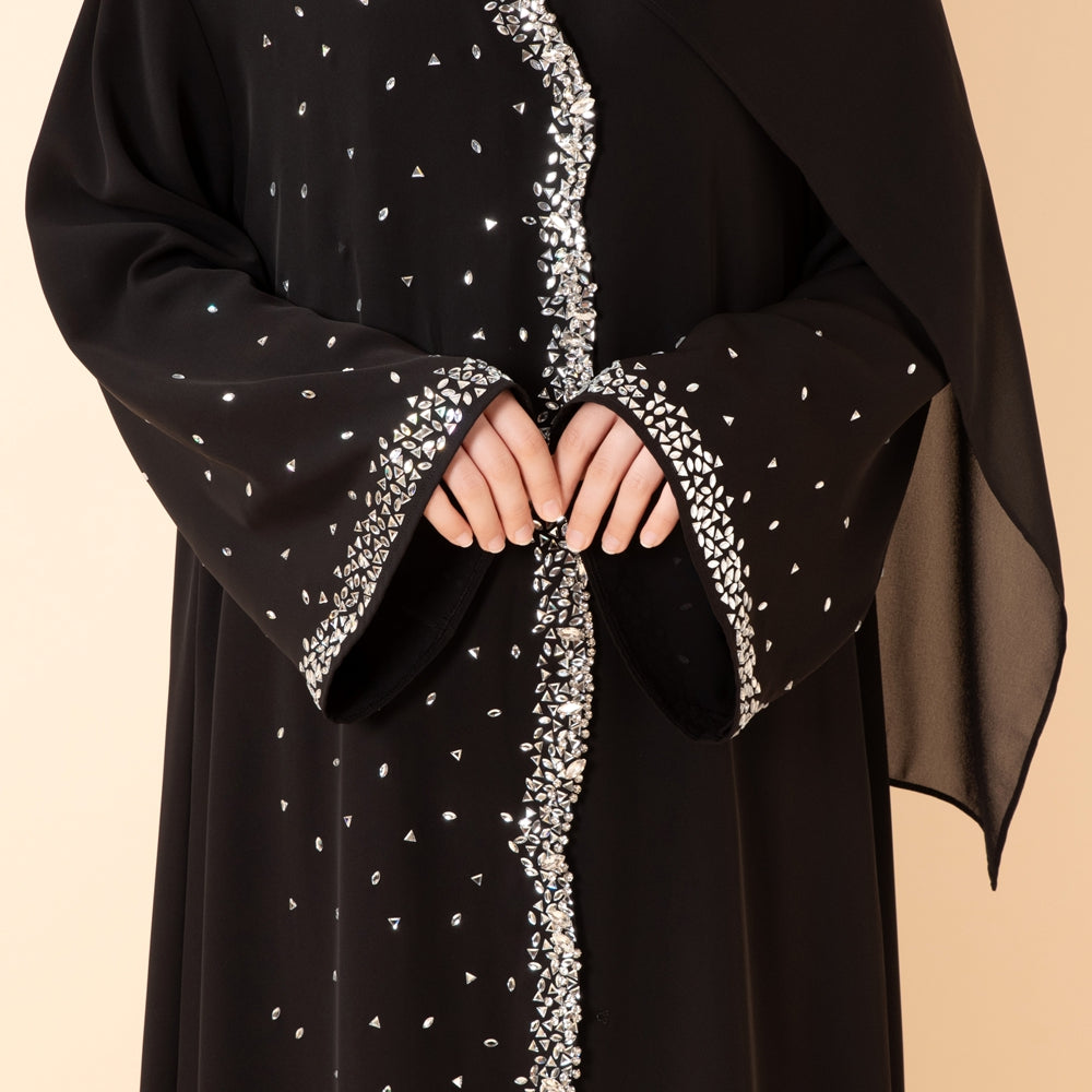 Luxury Black Starry Diamond Abaya  (MOA240)