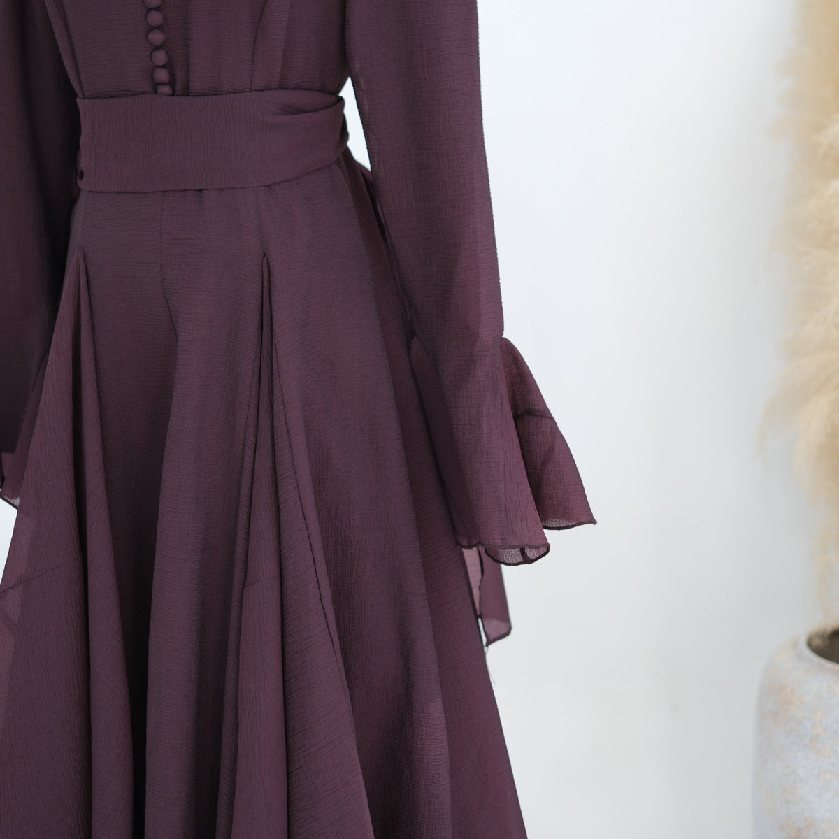 Accordion-Pleat Maxi Dress & Scarf Set(MS596) - Mariam's Collection