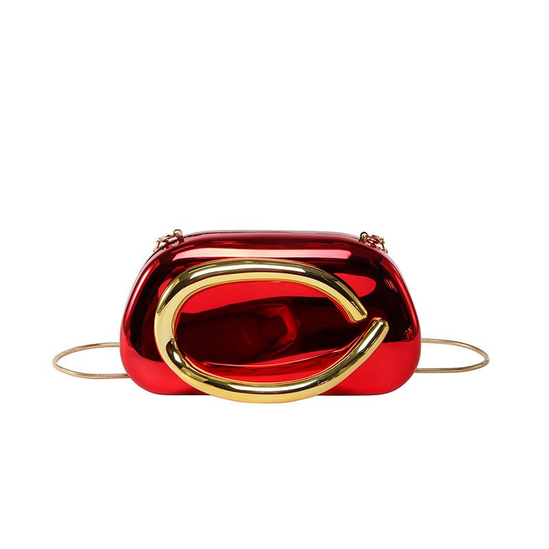 Acrylic Evening Clutch | Metallic Handle Party Bag with Chain Strap(MAC354) - Mariam's Collection