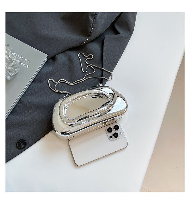 Acrylic Evening Clutch | Metallic Handle Party Bag with Chain Strap(MAC354) - Mariam's Collection