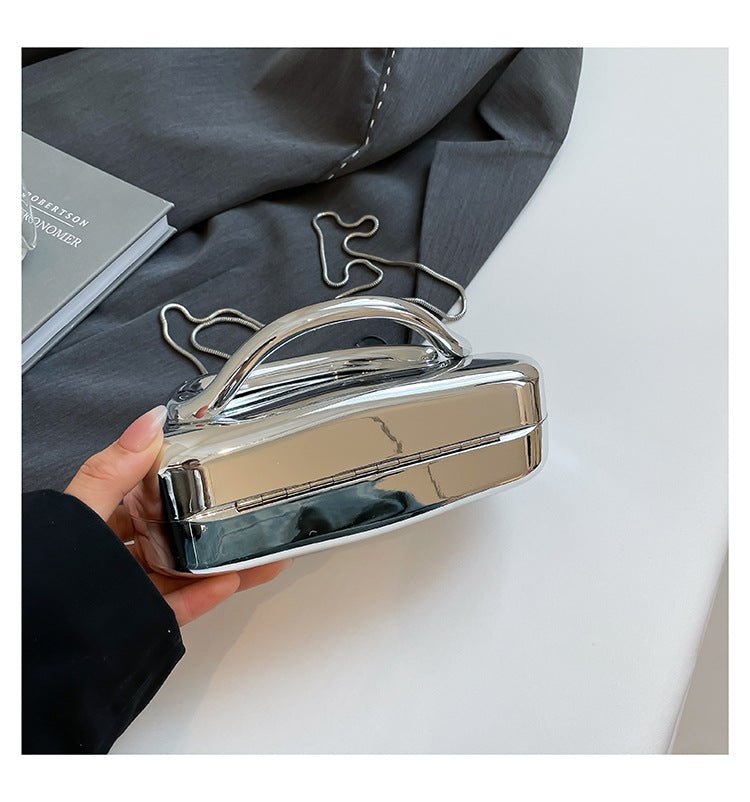 Acrylic Evening Clutch | Metallic Handle Party Bag with Chain Strap(MAC354) - Mariam's Collection
