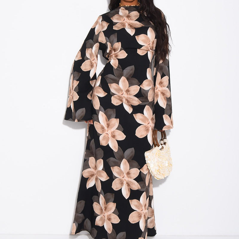 Floral Print Washed Crinkle Maxi Dress(MS437)