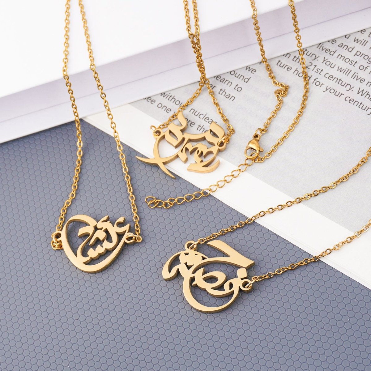 Arabic Calligraphy Name Necklace – Muslim Women Pendant Collection (MAC407) - Mariam's Collection