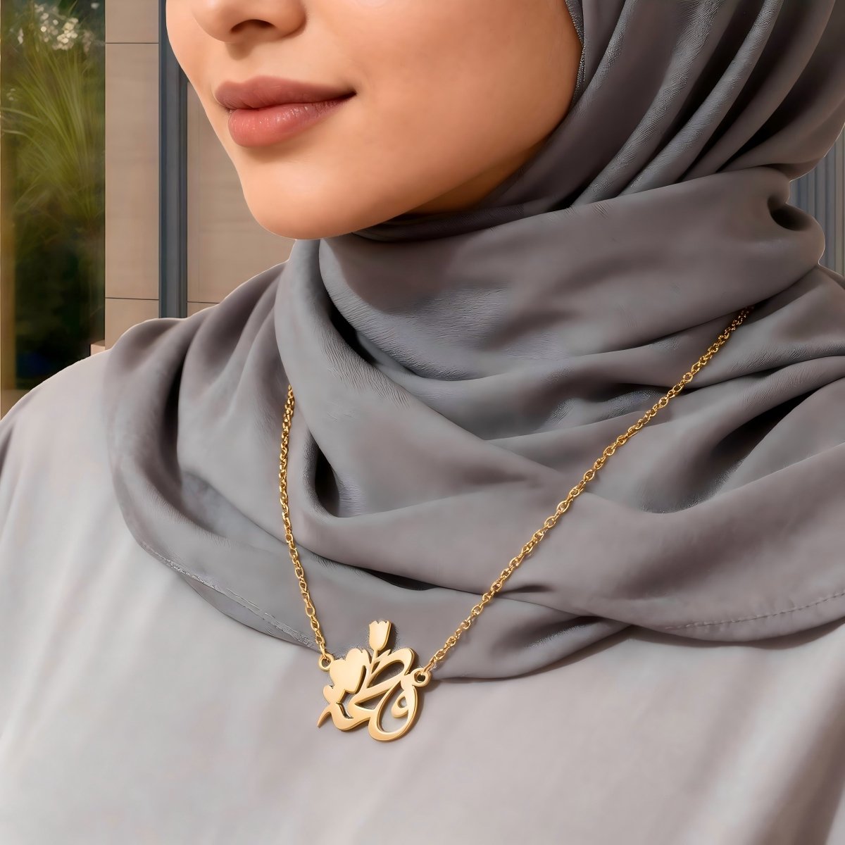 Arabic Calligraphy Name Necklace – Muslim Women Pendant Collection (MAC407) - Mariam's Collection