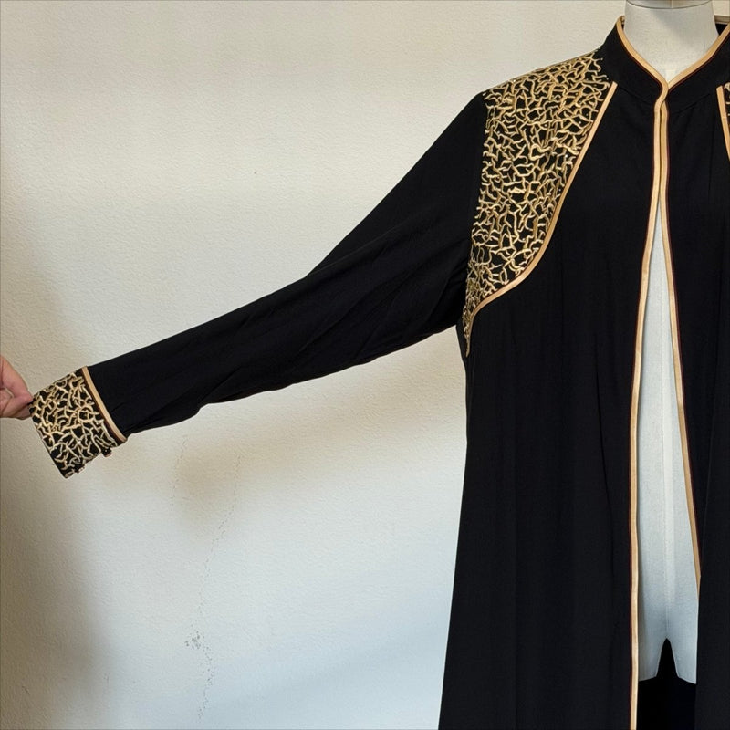 Gold Rope Embroidered Open Abaya – Archive Black Abaya