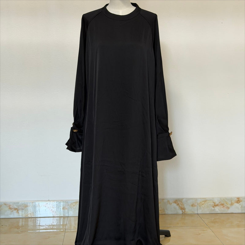 Archive Piece Black Jewel Button Cuff Pullover Abaya - MP064 (Size XL Only) - Mariam's Collection