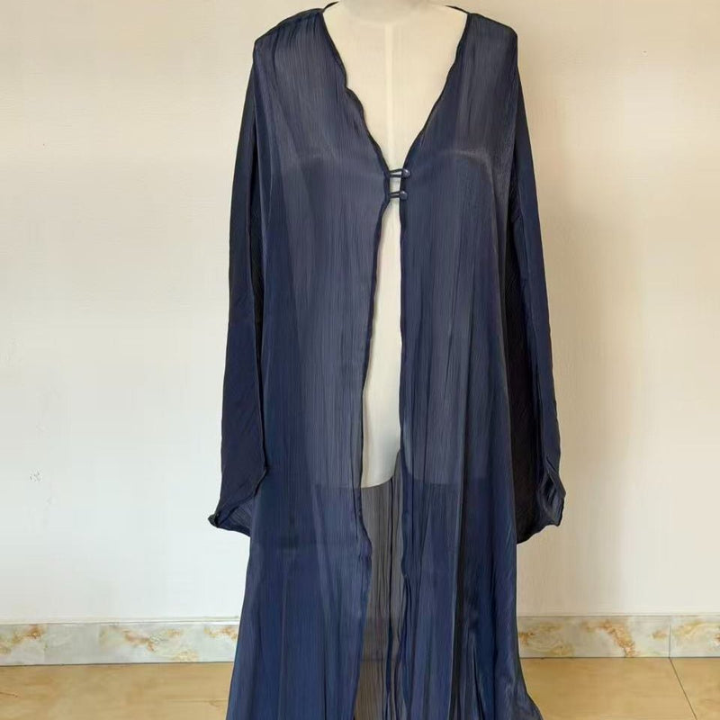Archive Piece Crinkle Open Abaya & Hijab Set - MP027 (Size L Only) - Mariam's Collection