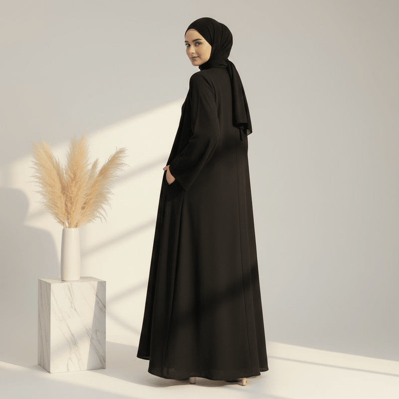 Archive Piece Ice Silk Crepe Open Abaya 2-Piece Set - MP014 (Size XXL Only) - Mariam's Collection
