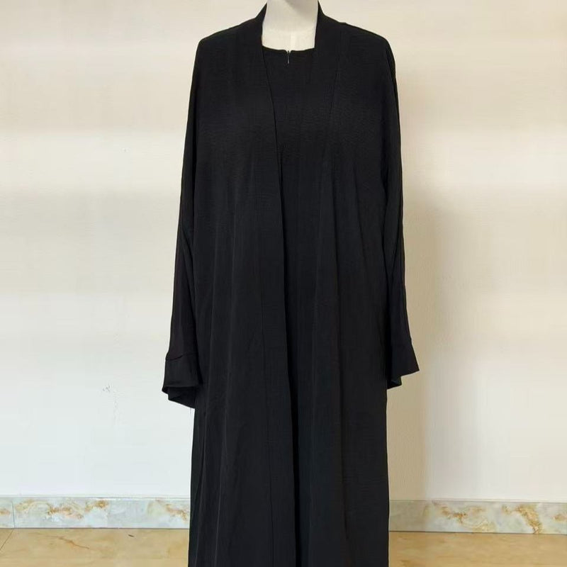 Archive Piece Ice Silk Crepe Open Abaya 2-Piece Set - MP014 (Size XXL Only) - Mariam's Collection