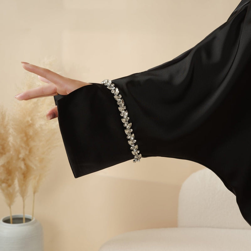 Archive Piece Kaftan Batwing Sleeve Luxury Satin Diamond Abaya - MP009 (Size L Only) - Mariam's Collection