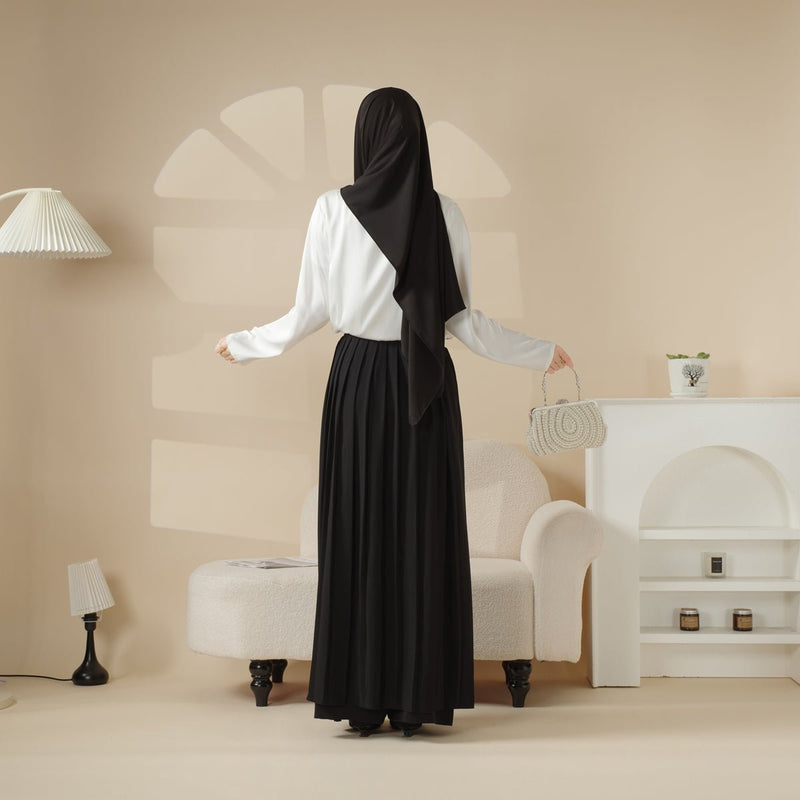 Archive Piece Pleated Overskirt, Wide-Cut Pants Set - MP012 (Size M Only) - Mariam's Collection