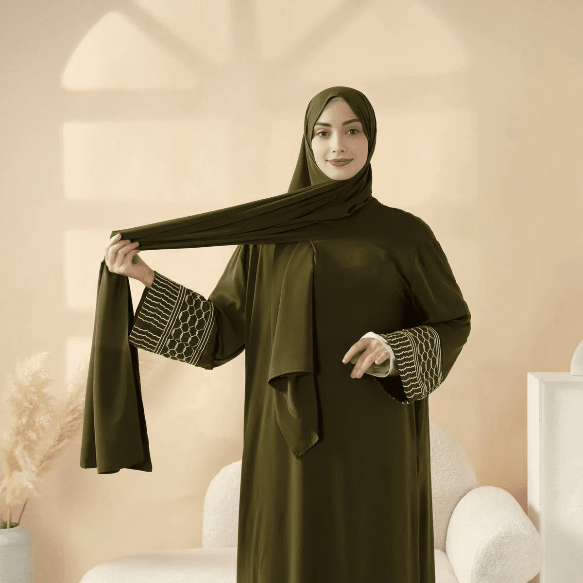 Archive Piece Portable Pocket Headscarf Dress Abaya - MP042 (Size Free Size Only) - Mariam's Collection