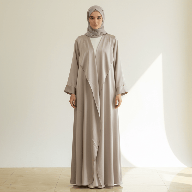 Archive Piece Satin Open Abaya & Hijab 2-Piece Set - MP010 (Size M Only) - Mariam's Collection