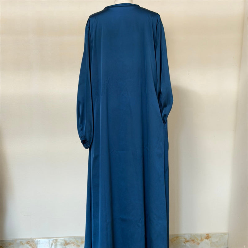 Archive Piece Satin Open Abaya Three-Piece Set - MP066 (Size L Only) - Mariam's Collection
