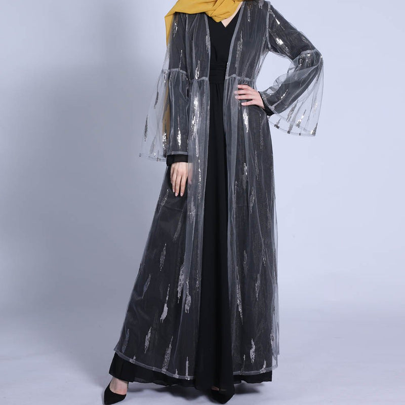 Archive Piece Sequin Mesh Open Abaya - MP029 (Size S Only) - Mariam's Collection