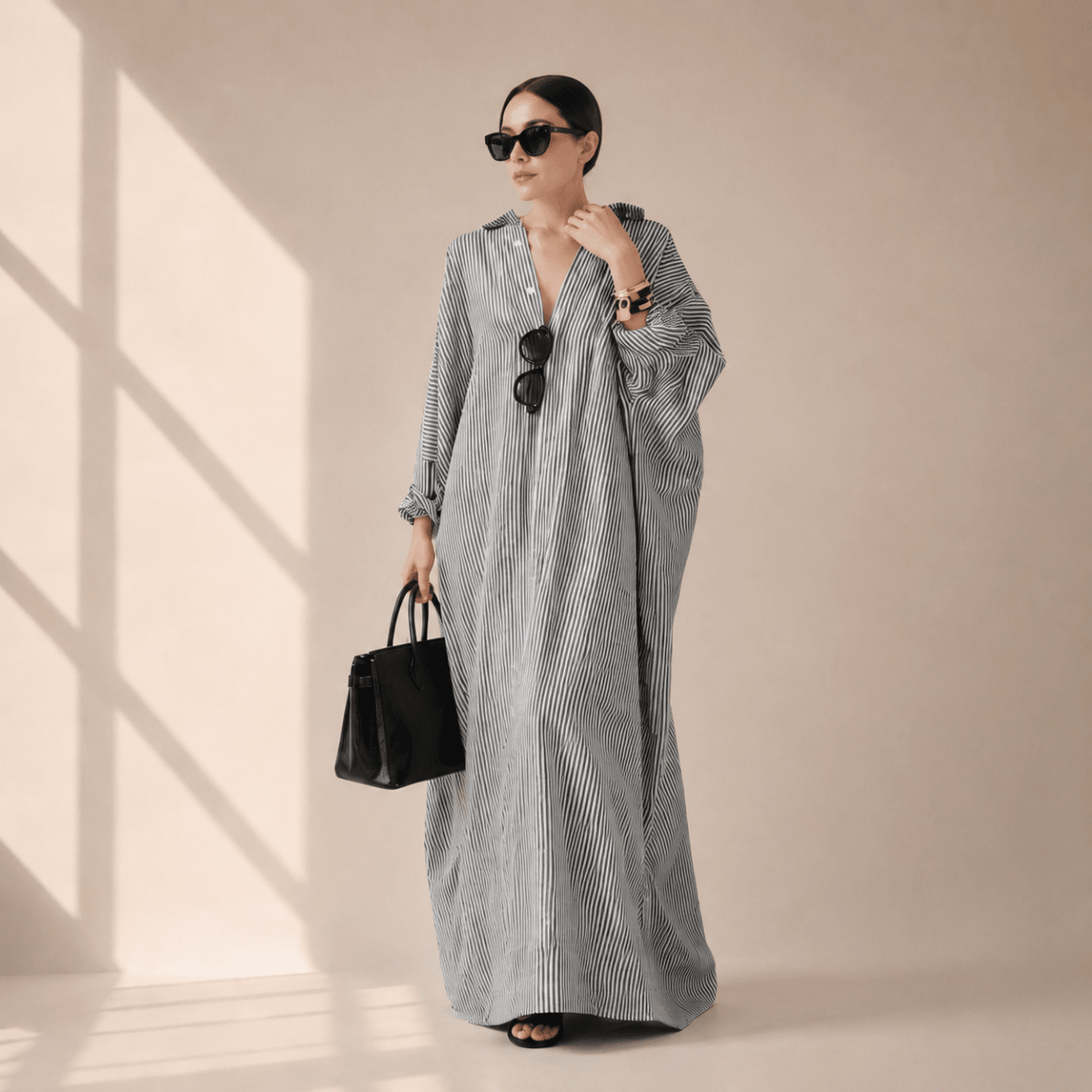 Archive Piece Striped Oversized Shirt Maxi Dress - MP019 (Size S Only) - Mariam's Collection