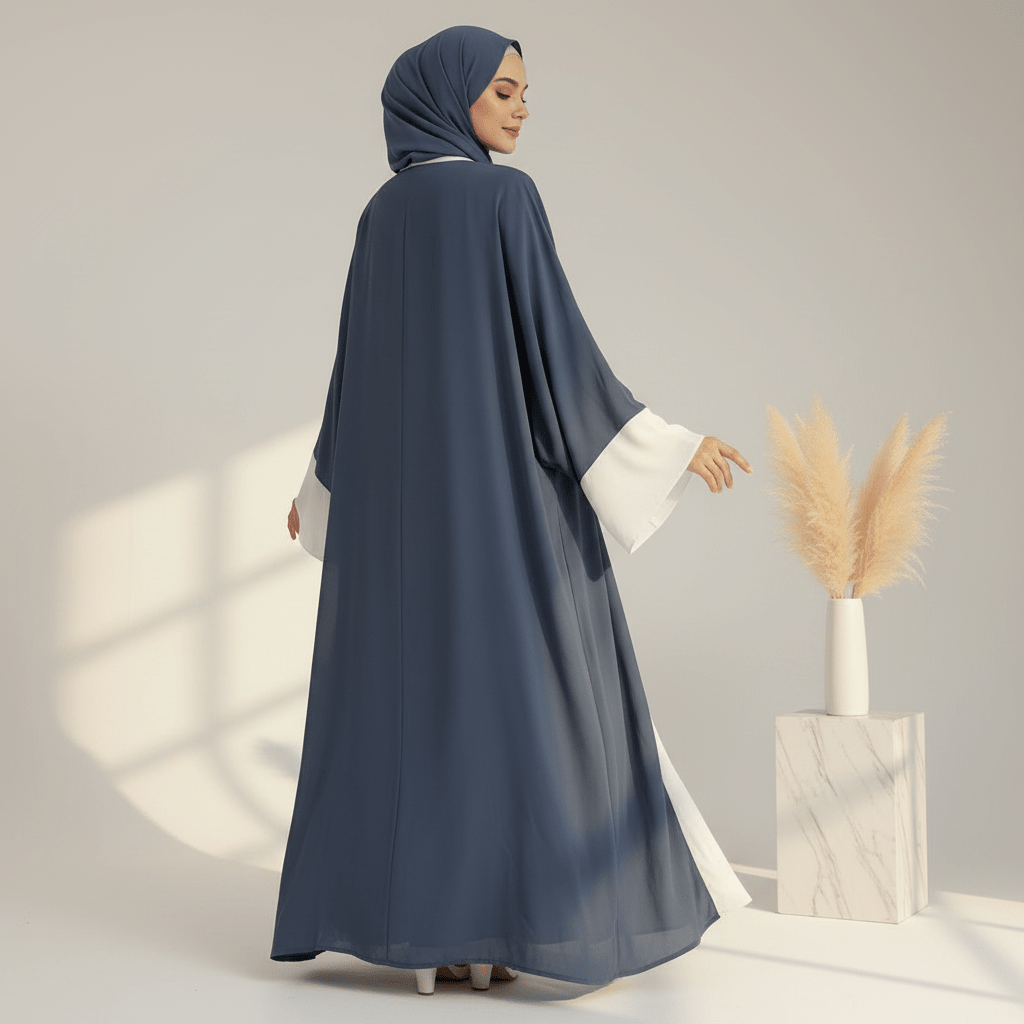 Archive Piece Two-Tone Chiffon Open Abaya - MP015 (Size M Only) - Mariam's Collection