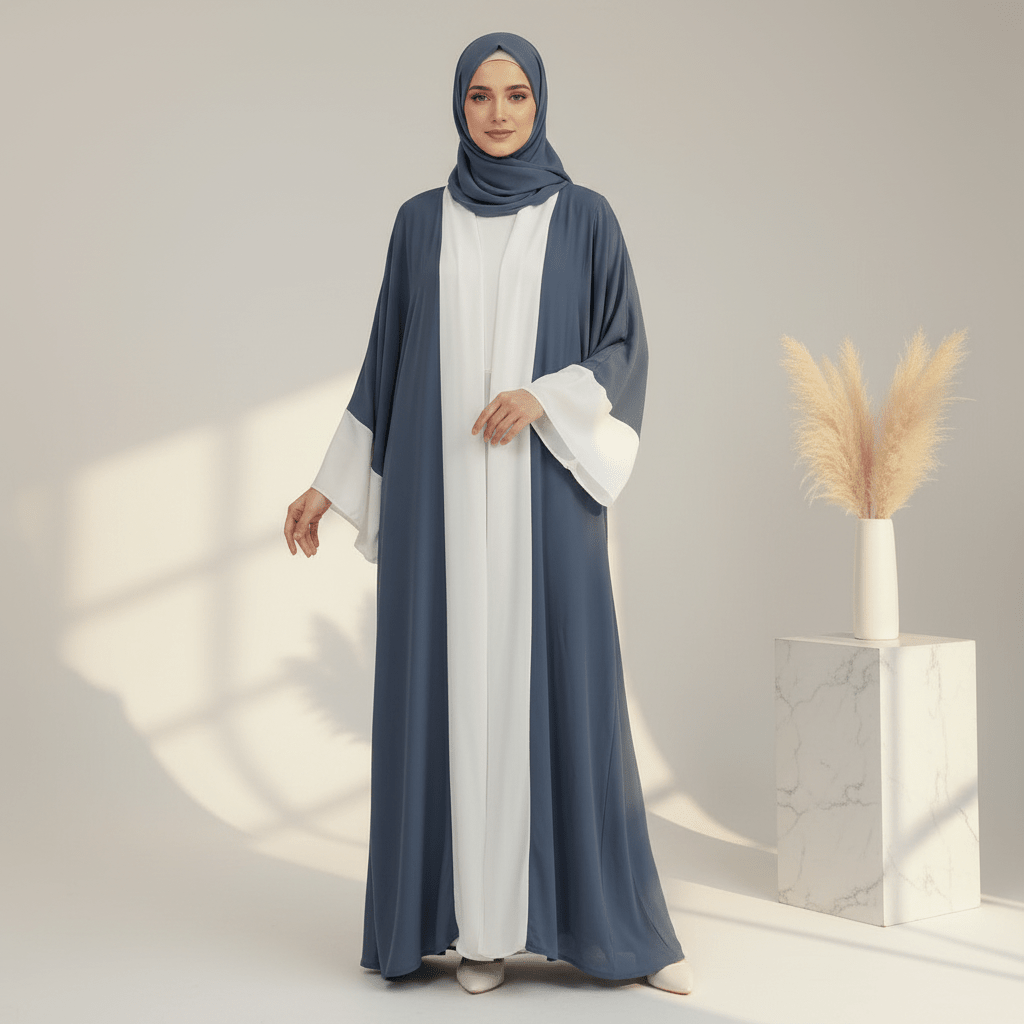 Archive Piece Two-Tone Chiffon Open Abaya - MP015 (Size M Only) - Mariam's Collection