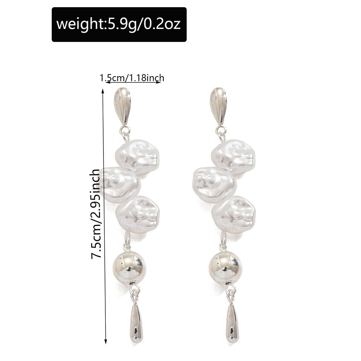 Artistic Asymmetric Pearl Drop Earrings (MAC325) - Mariam's Collection