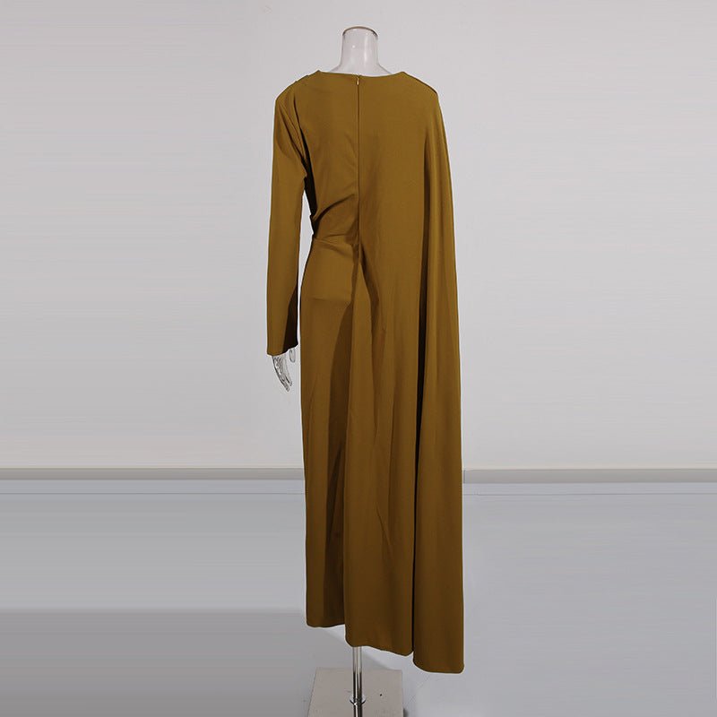 Asymmetric Cape Gown with Back Slit(MS216) - Mariam's Collection
