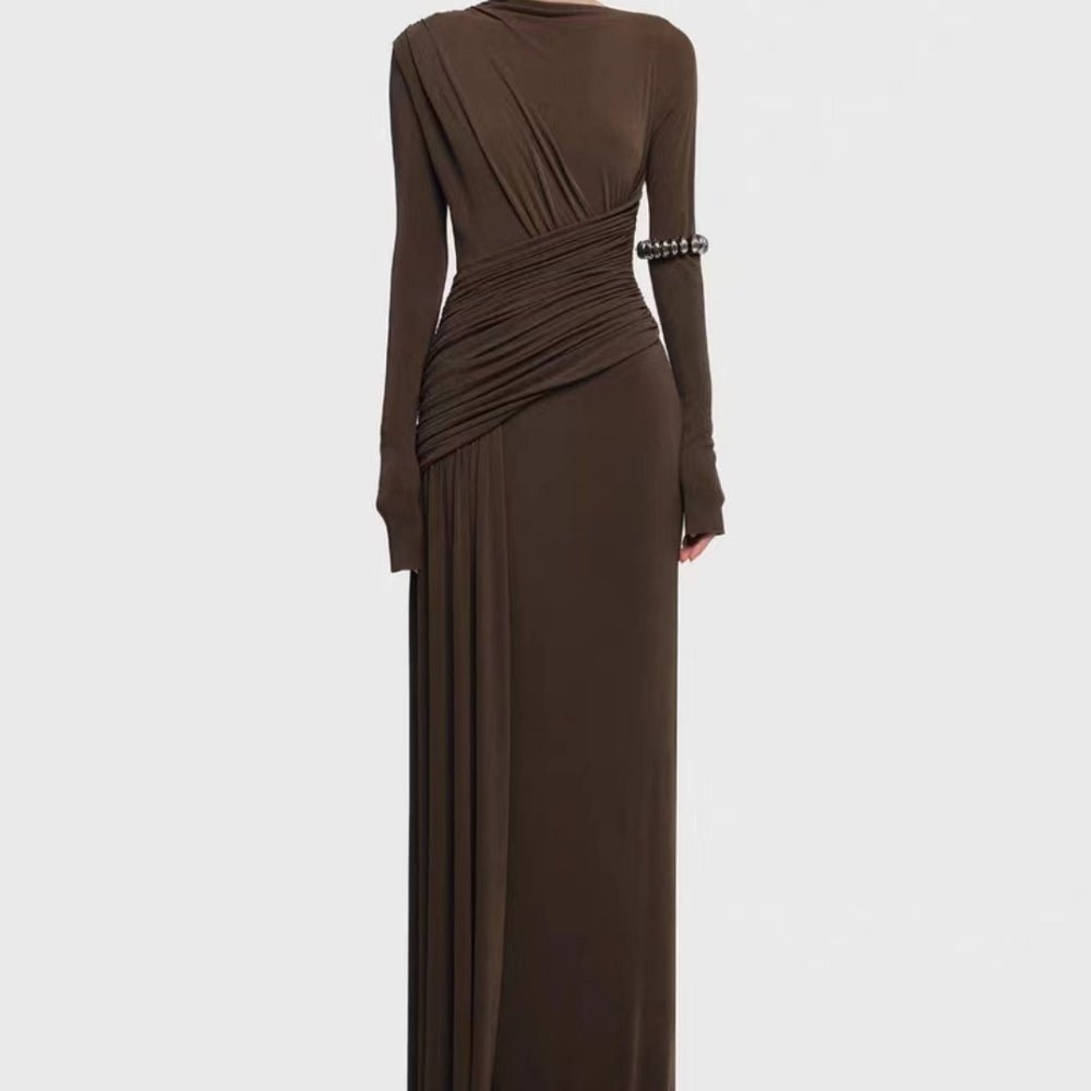 Asymmetric Draped Evening Gown(MS220) - Mariam's Collection