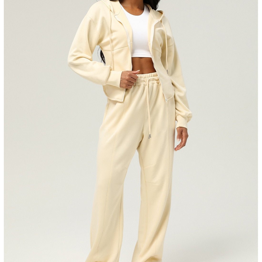 Athletic Zip - Up Hoodie Jacket | Cinched Waist Yoga Top with Pockets(MS169) - Mariam's Collection
