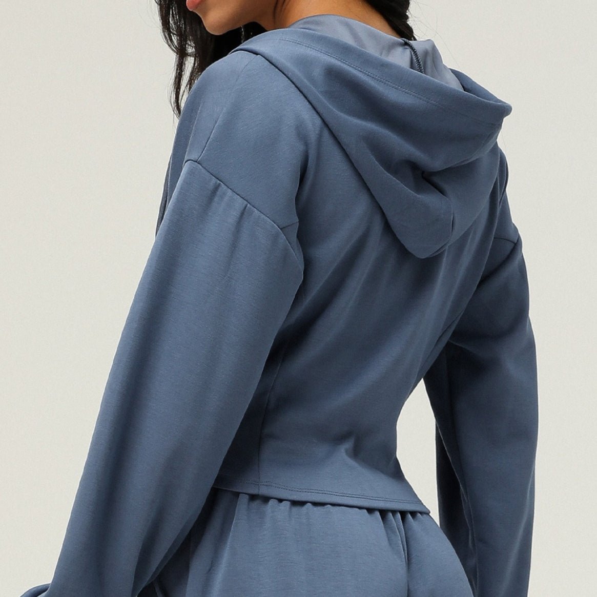 Athletic Zip - Up Hoodie Jacket | Cinched Waist Yoga Top with Pockets(MS169) - Mariam's Collection